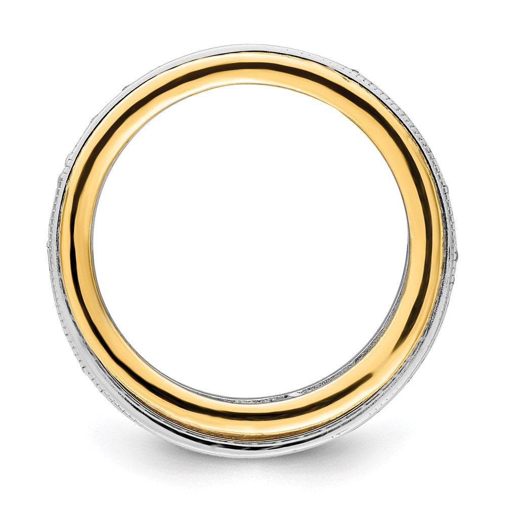 Sterlingsilber Rhodium Poliert Tricolor Pavé‚äö Memoire Motion Ring (size 7 Nur)