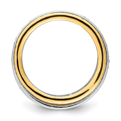 Sterlingsilber Rhodium Poliert Tricolor Pavé‚äö Memoire Motion Ring (size 7 Nur)
