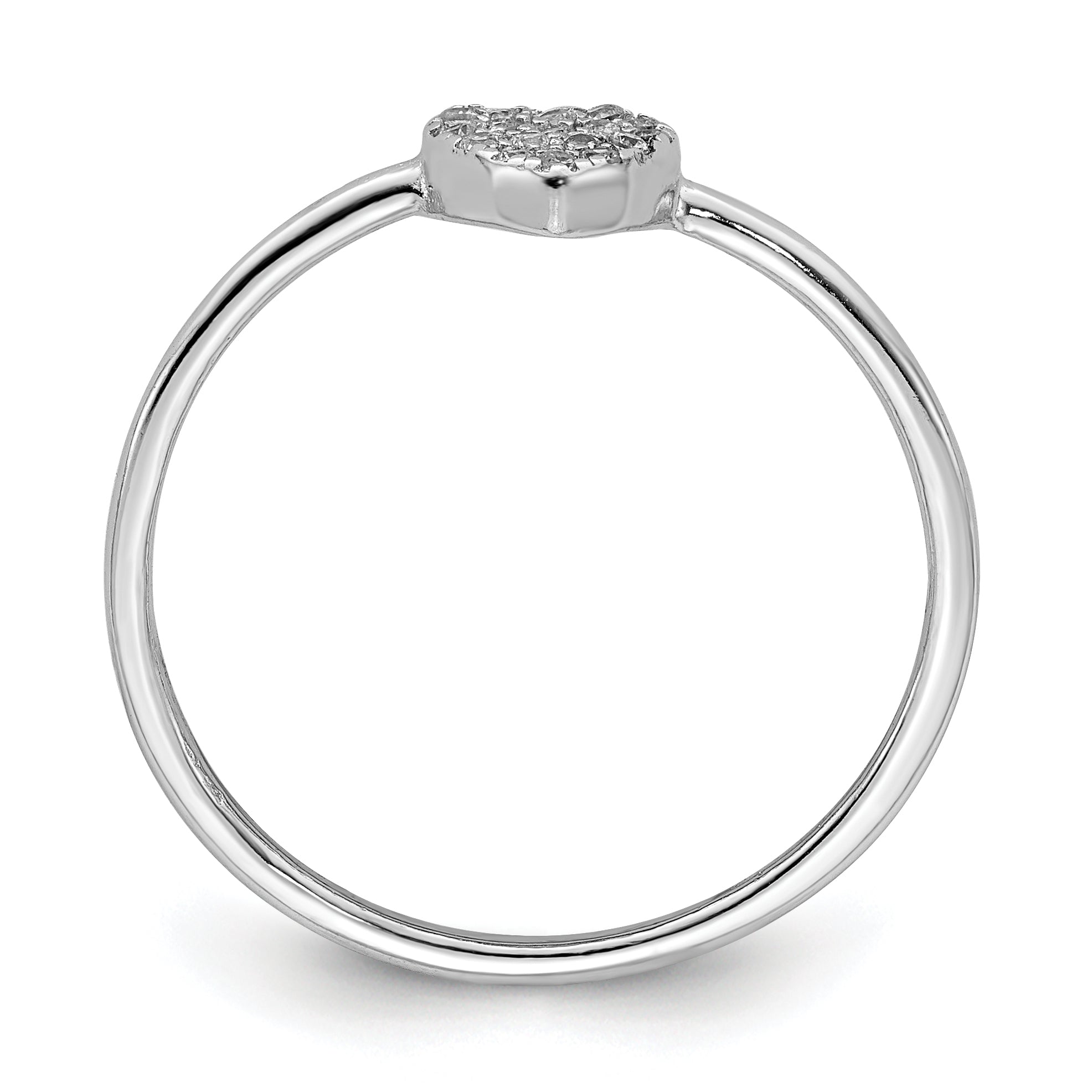 Sterlingsilber Rhodiniert Poliert Zirkonia Herz Ring