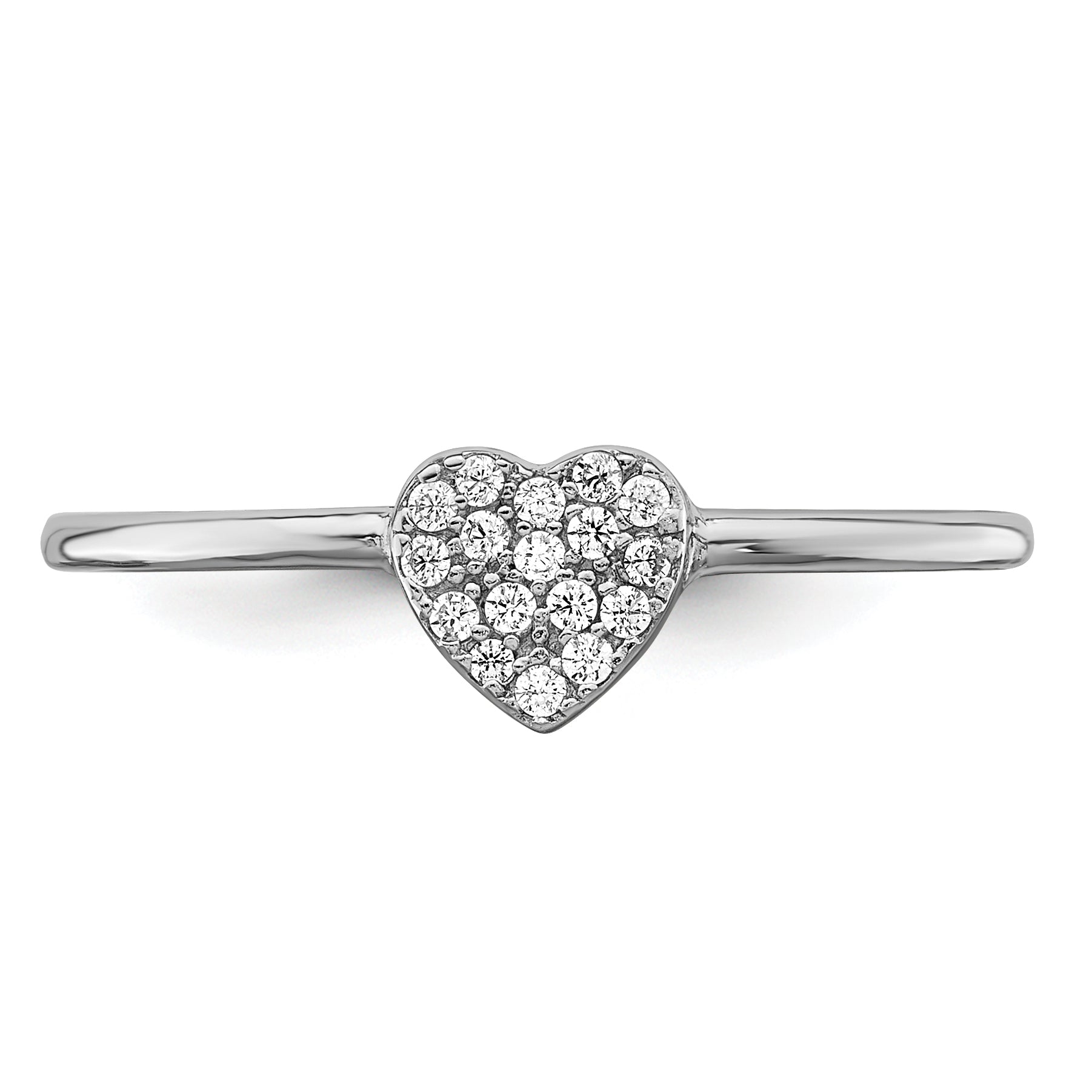 Sterlingsilber Rhodiniert Poliert Zirkonia Herz Ring