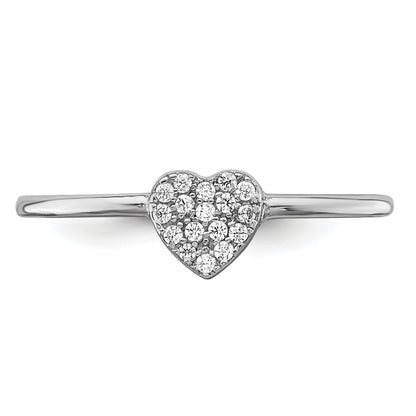 Sterlingsilber Rhodiniert Poliert Zirkonia Herz Ring