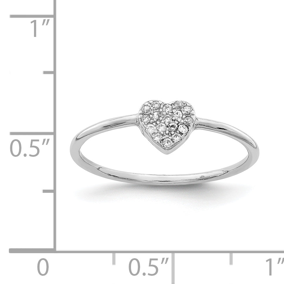 Sterlingsilber Rhodiniert Poliert Zirkonia Herz Ring