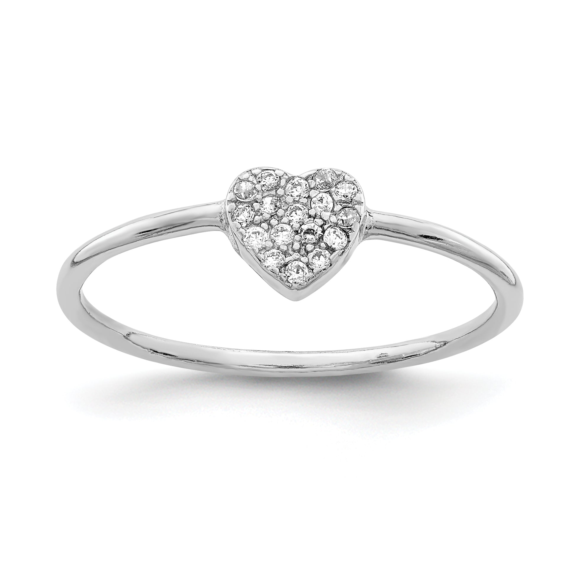 Sterlingsilber Rhodiniert Poliert Zirkonia Herz Ring