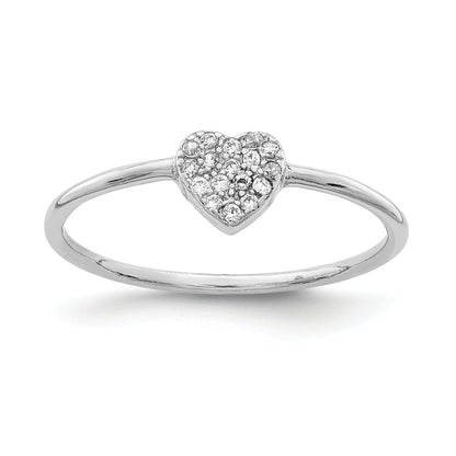 Sterlingsilber Rhodiniert Poliert Zirkonia Herz Ring