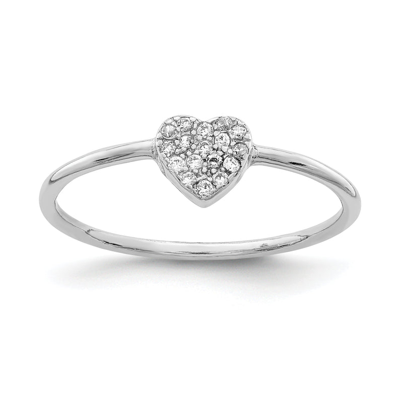 Sterlingsilber Rhodiniert Poliert Zirkonia Herz Ring