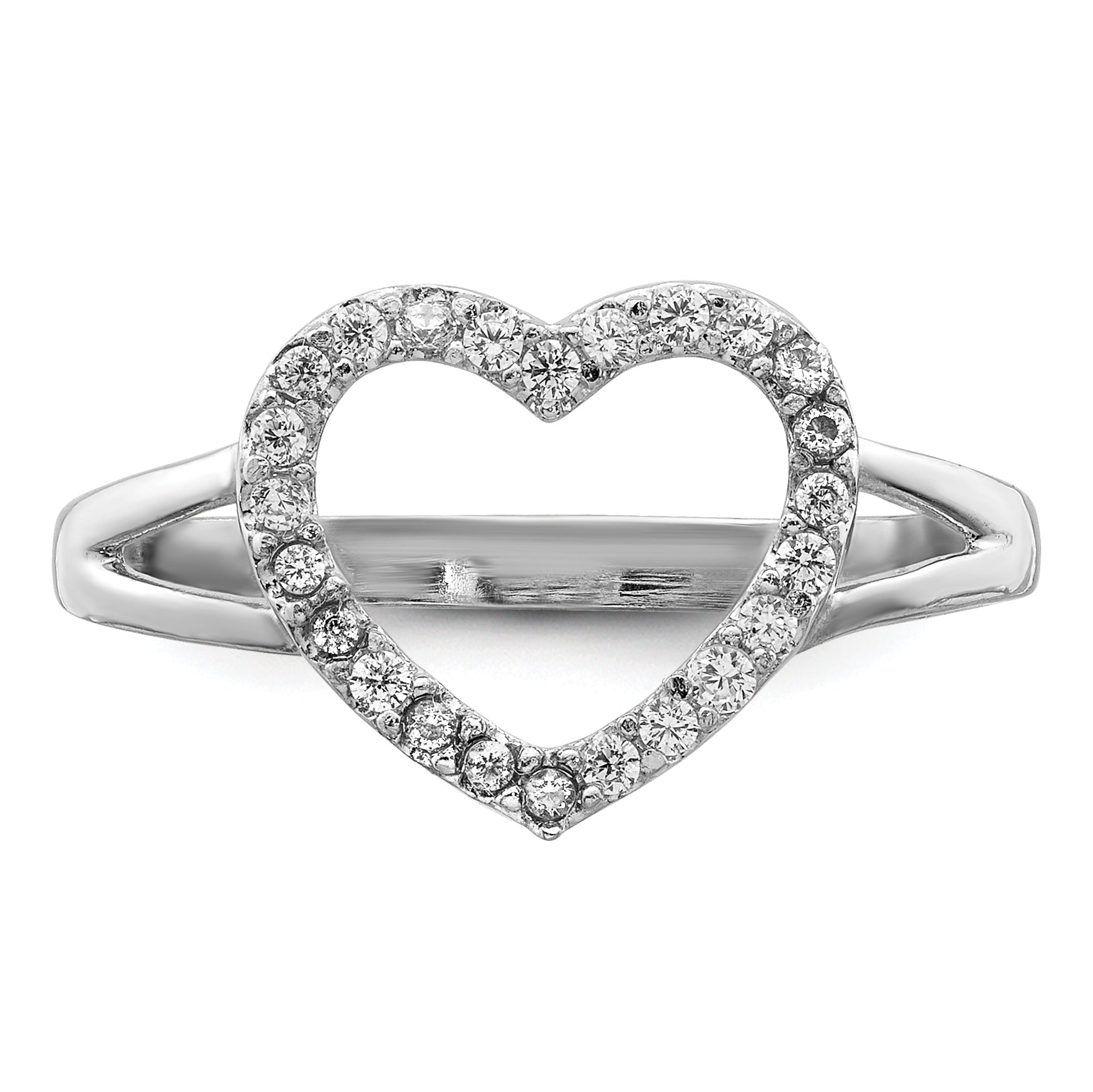Sterlingsilber Rhodiniert Poliert Zirkonia Herz Ring