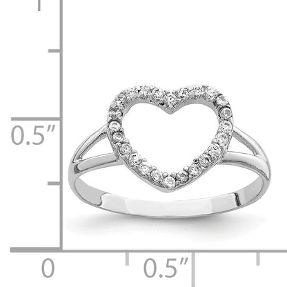 Sterlingsilber Rhodiniert Poliert Zirkonia Herz Ring