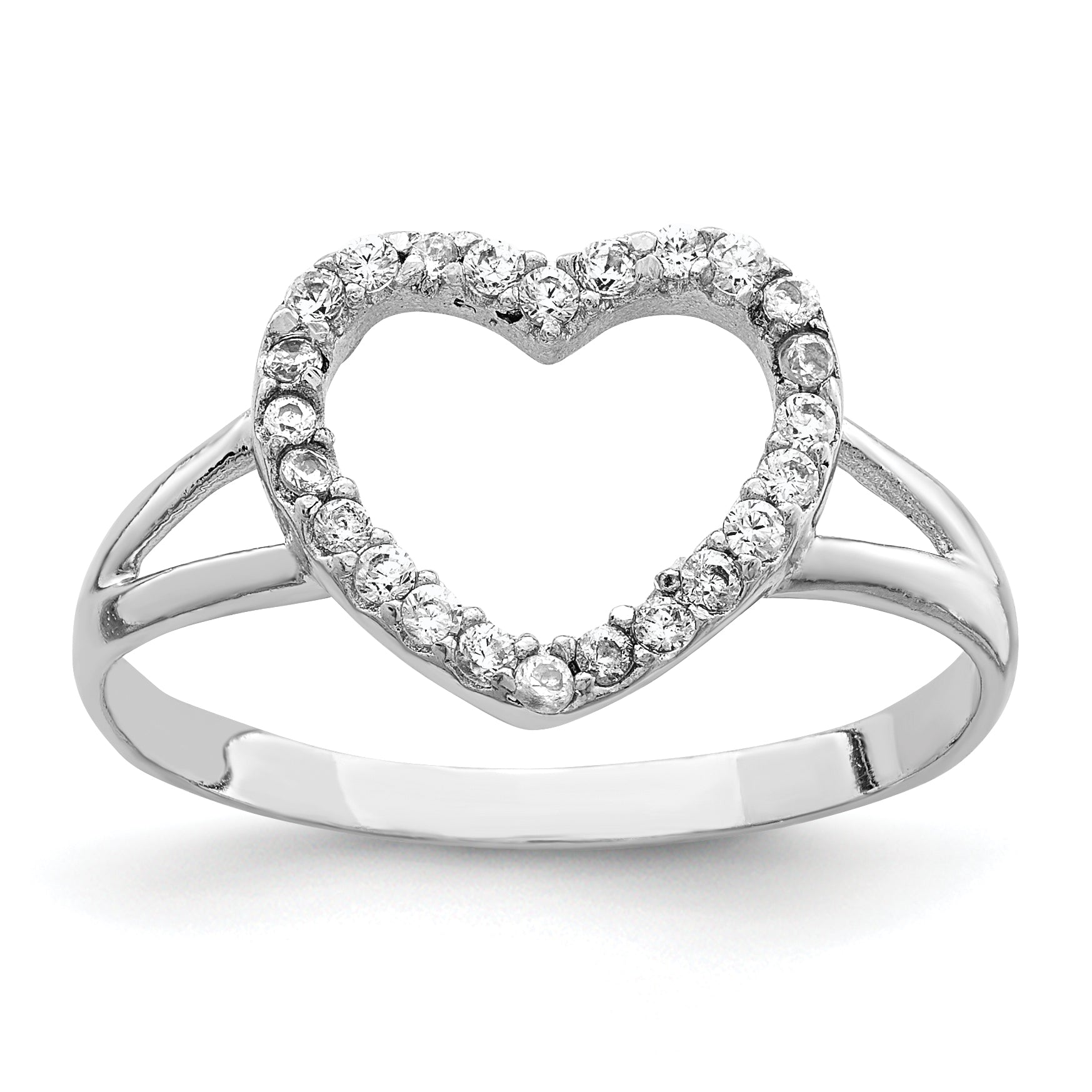 Sterlingsilber Rhodiniert Poliert Zirkonia Herz Ring