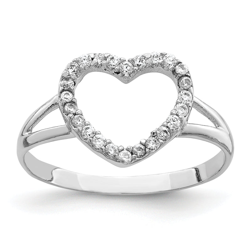 Sterlingsilber Rhodiniert Poliert Zirkonia Herz Ring