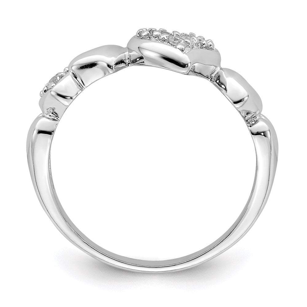Sterlingsilber Rhodiniert Zirkonia Herz Ring (size 8 Nur)