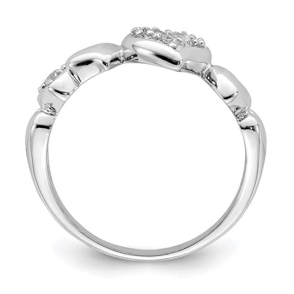 Sterlingsilber Rhodiniert Zirkonia Herz Ring (size 8 Nur)