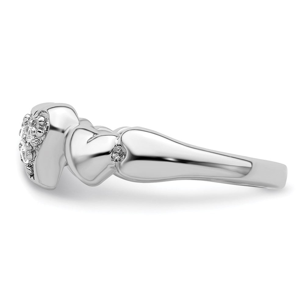 Sterlingsilber Rhodiniert Zirkonia Herz Ring (size 8 Nur)