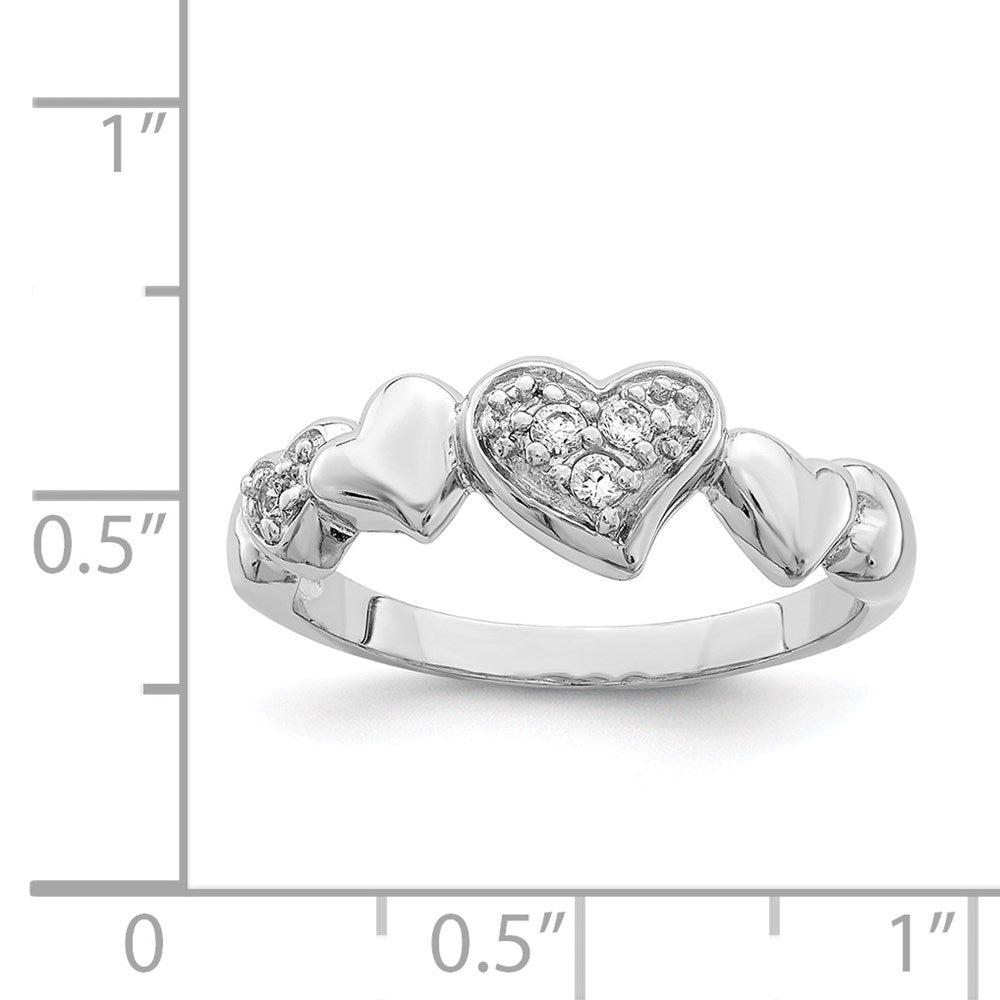 Sterlingsilber Rhodiniert Zirkonia Herz Ring (size 8 Nur)
