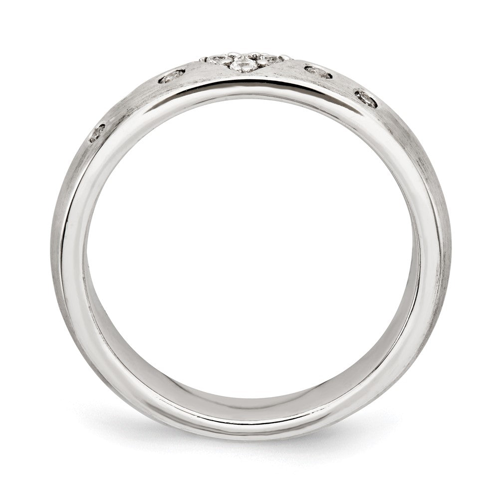 Sterlingsilber Gebürstet Zirkonia Herz Ring