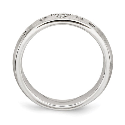Sterlingsilber Gebürstet Zirkonia Herz Ring