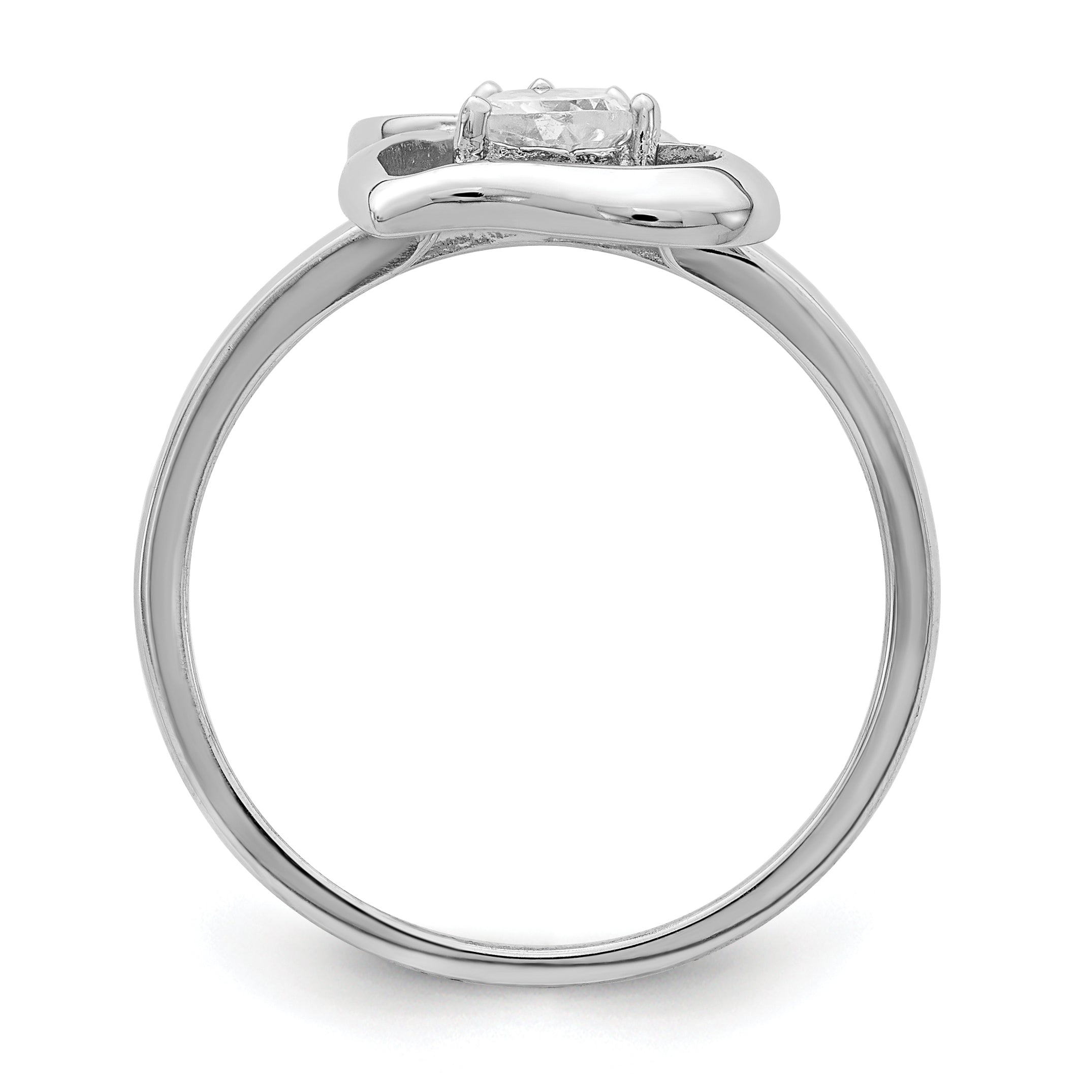 Sterlingsilber Rhodiniert Zirkonia Doppelt Herz Ring