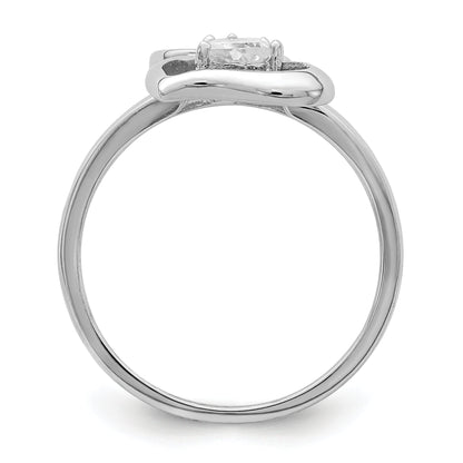 Sterlingsilber Rhodiniert Zirkonia Doppelt Herz Ring
