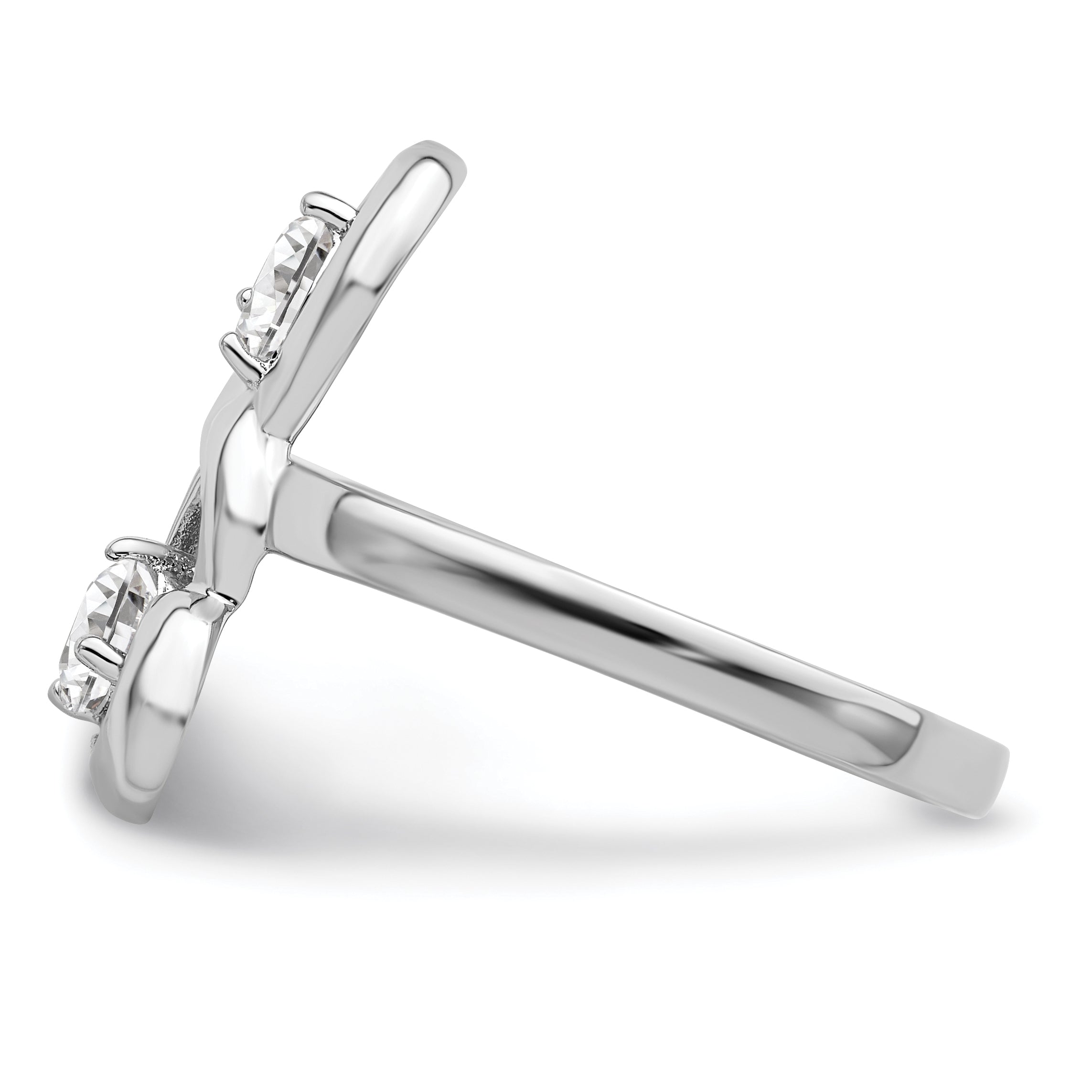 Sterlingsilber Rhodiniert Zirkonia Doppelt Herz Ring