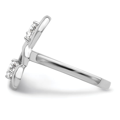 Sterlingsilber Rhodiniert Zirkonia Doppelt Herz Ring