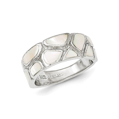 Sterlingsilber Poliert Perlmutt Ring (size 6 Nur)