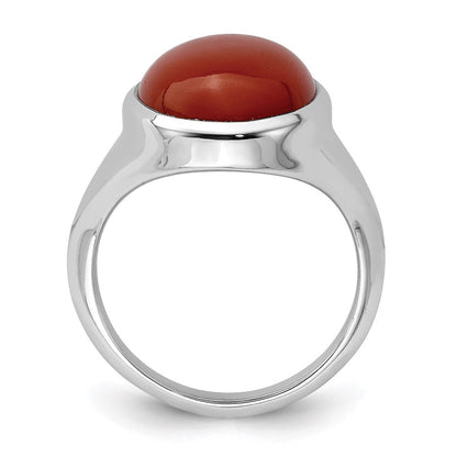 Sterlingsilber Rhodiniert Rot Achat Ring