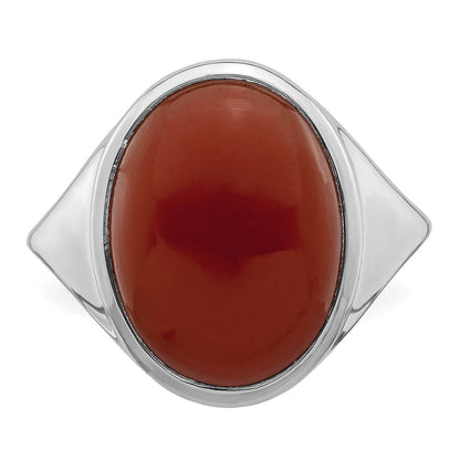 Sterlingsilber Rhodiniert Rot Achat Ring