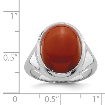 Sterlingsilber Rhodiniert Rot Achat Ring