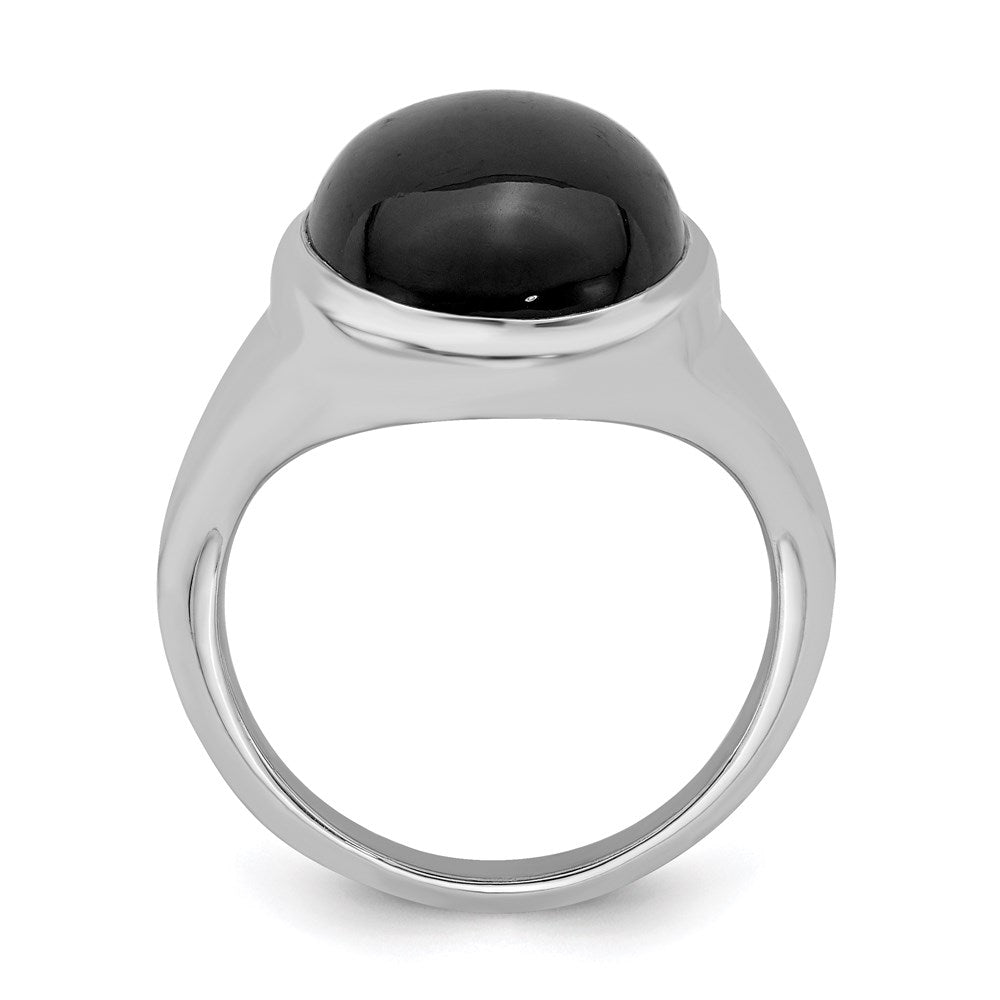 Sterlingsilber Rhodiniert Schwarz Achat Ring (size 6 Nur)
