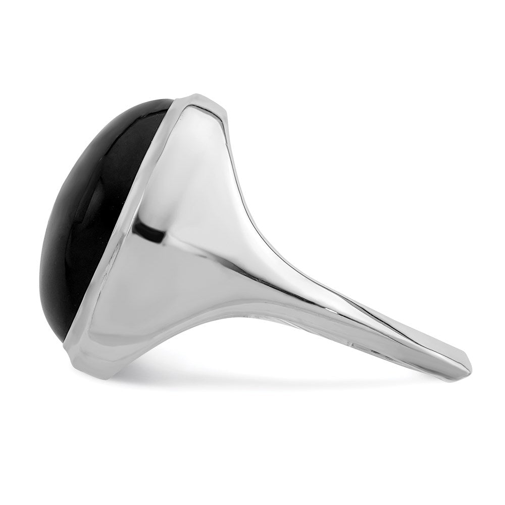 Sterlingsilber Rhodiniert Schwarz Achat Ring (size 6 Nur)