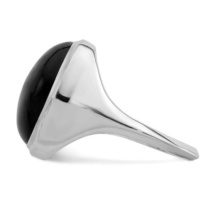 Sterlingsilber Rhodiniert Schwarz Achat Ring (size 6 Nur)