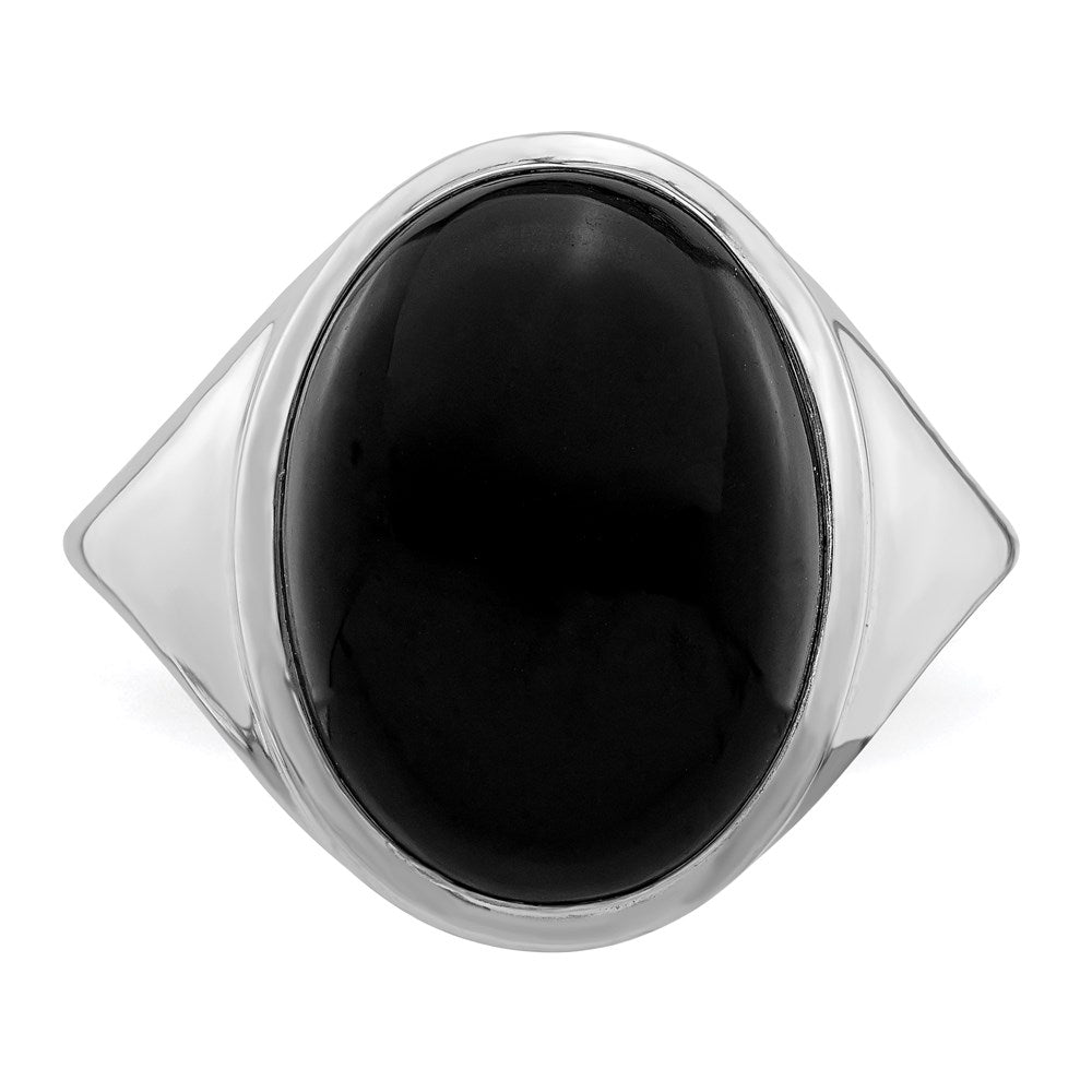 Sterlingsilber Rhodiniert Schwarz Achat Ring (size 6 Nur)