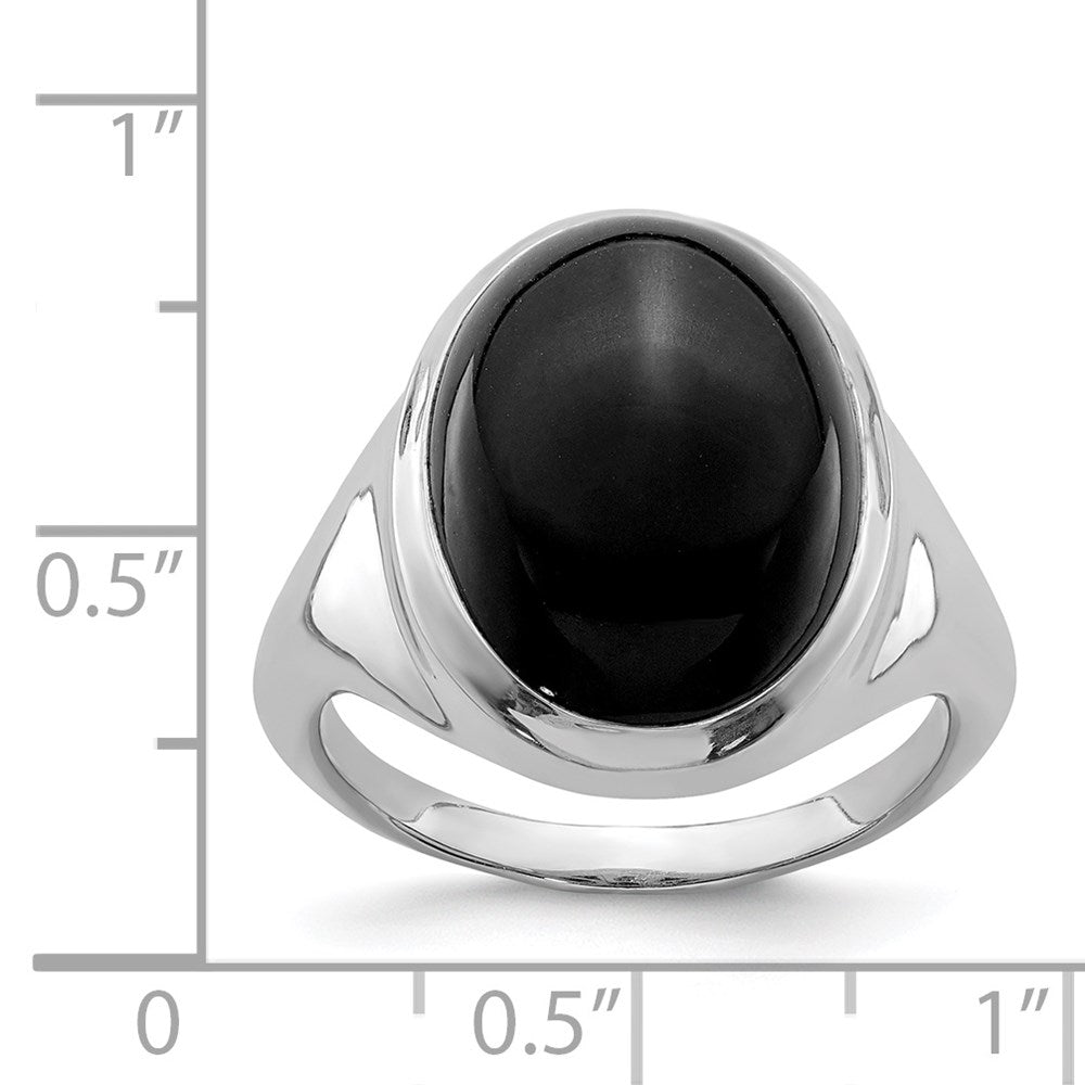 Sterlingsilber Rhodiniert Schwarz Achat Ring (size 6 Nur)