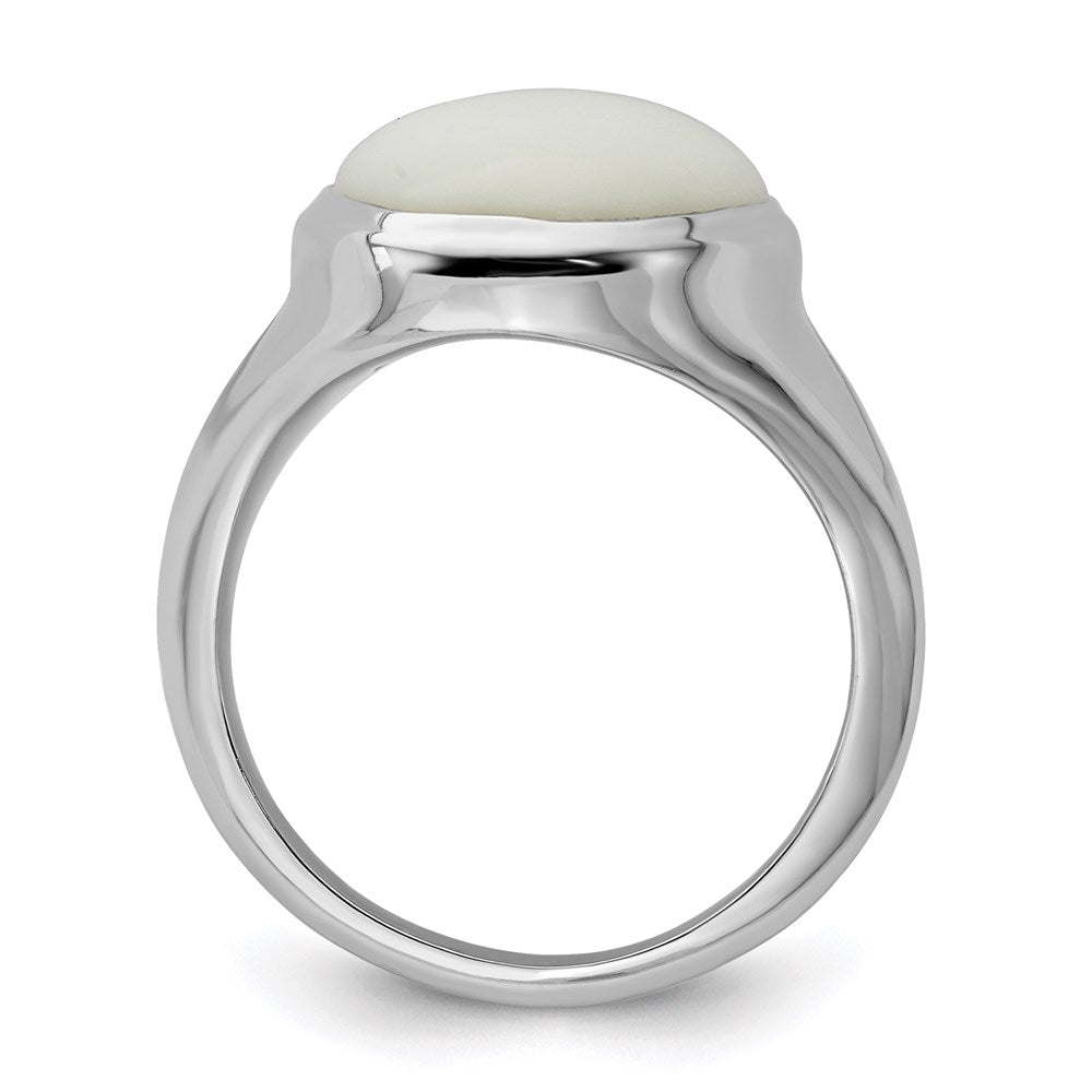 Sterlingsilber Rhodiniert Weiß Achat Ring