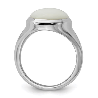 Sterlingsilber Rhodiniert Weiß Achat Ring