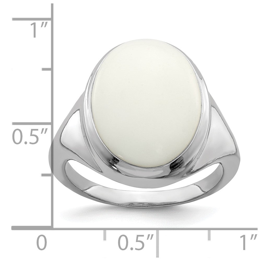 Sterlingsilber Rhodiniert Weiß Achat Ring