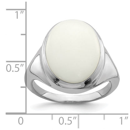 Sterlingsilber Rhodiniert Weiß Achat Ring