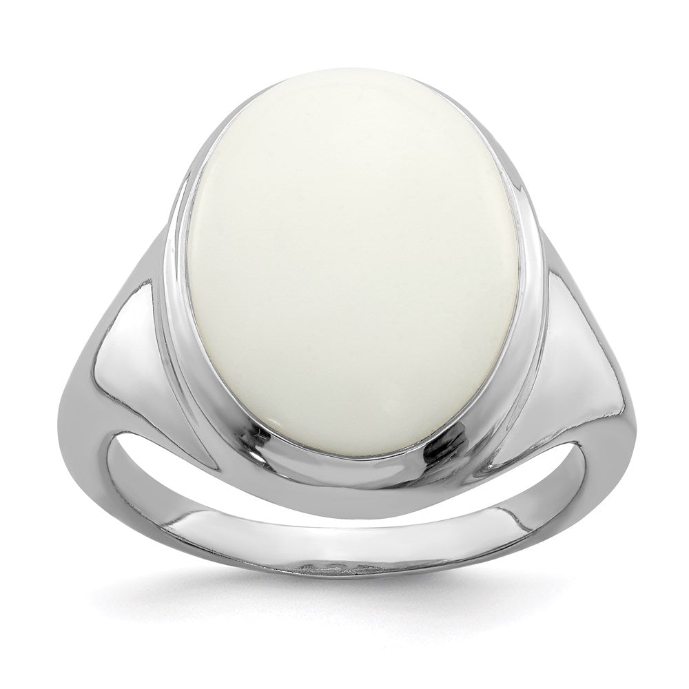 Sterlingsilber Rhodiniert Weiß Achat Ring