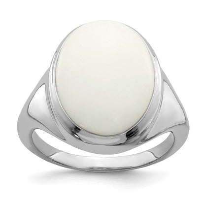 Sterlingsilber Rhodiniert Weiß Achat Ring