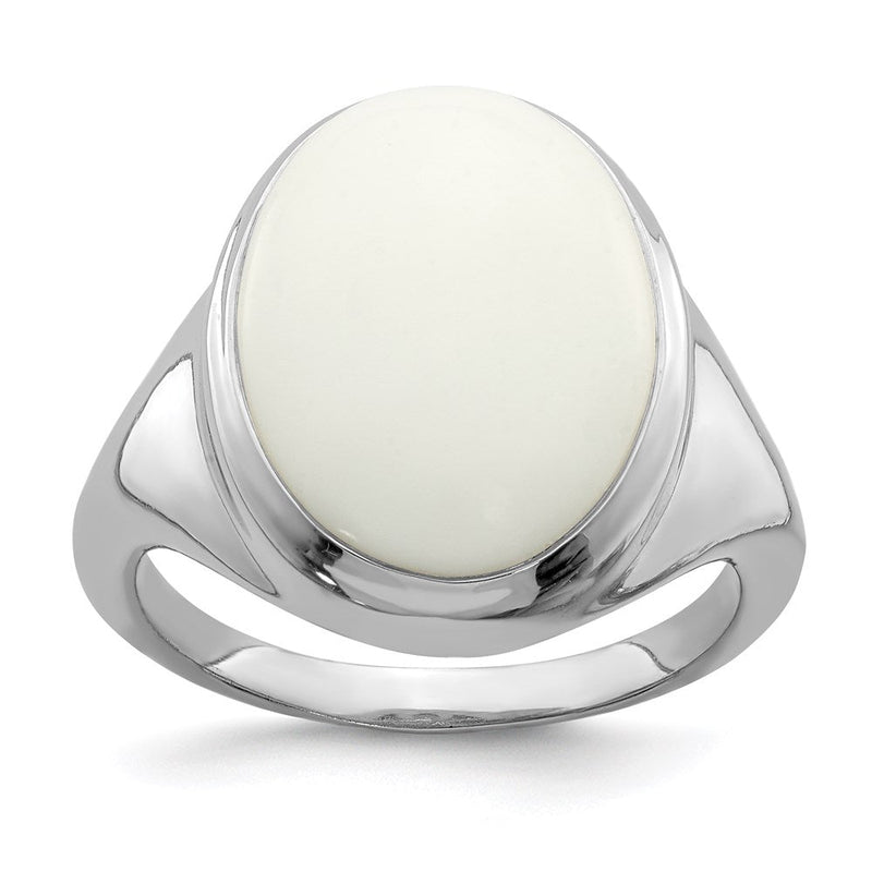 Sterlingsilber Rhodiniert Weiß Achat Ring