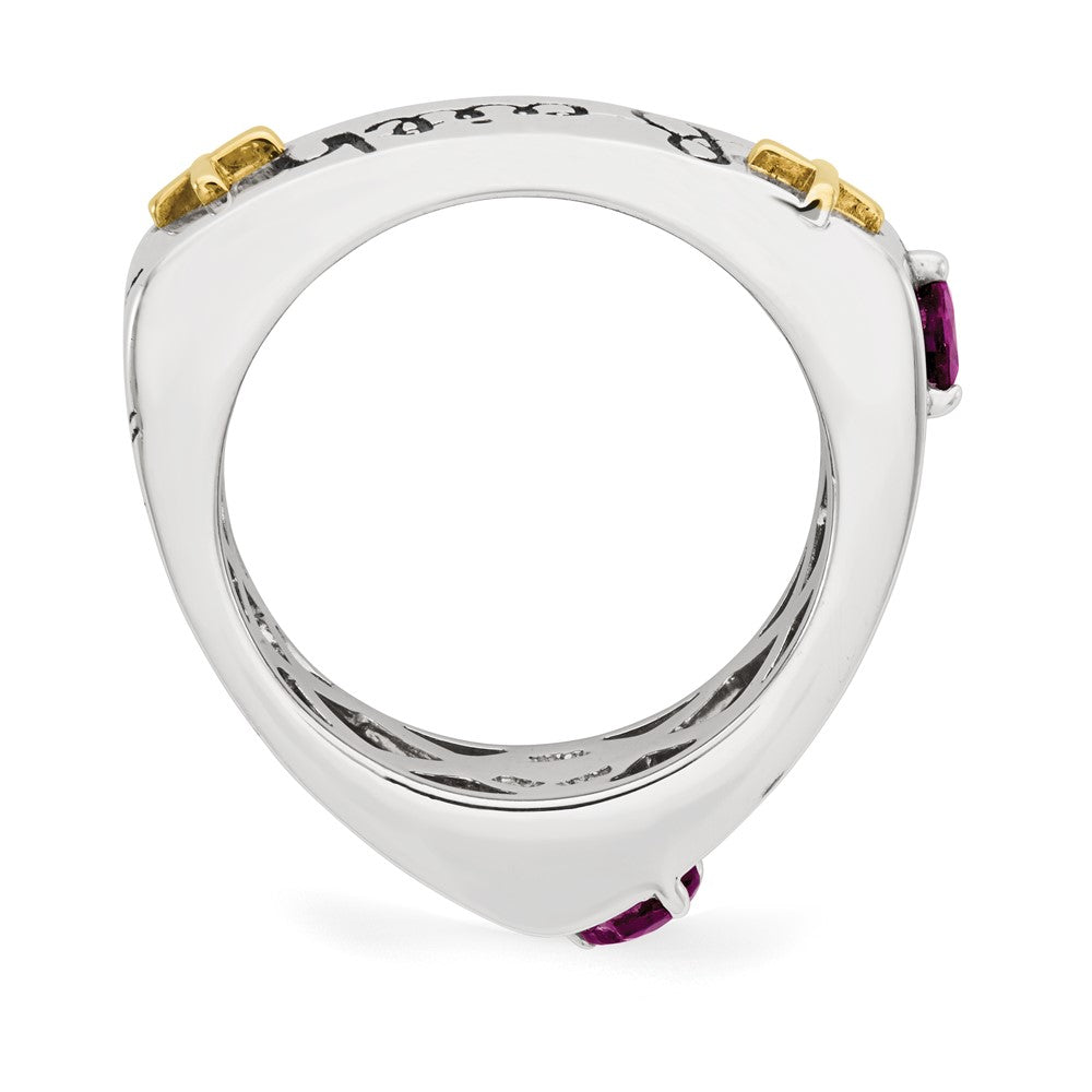 14K/silver Bicolor Sterlingsilber 14K Rhodolith Granat Glaube Hoffnung Liebe Ring (size 8 Nur)