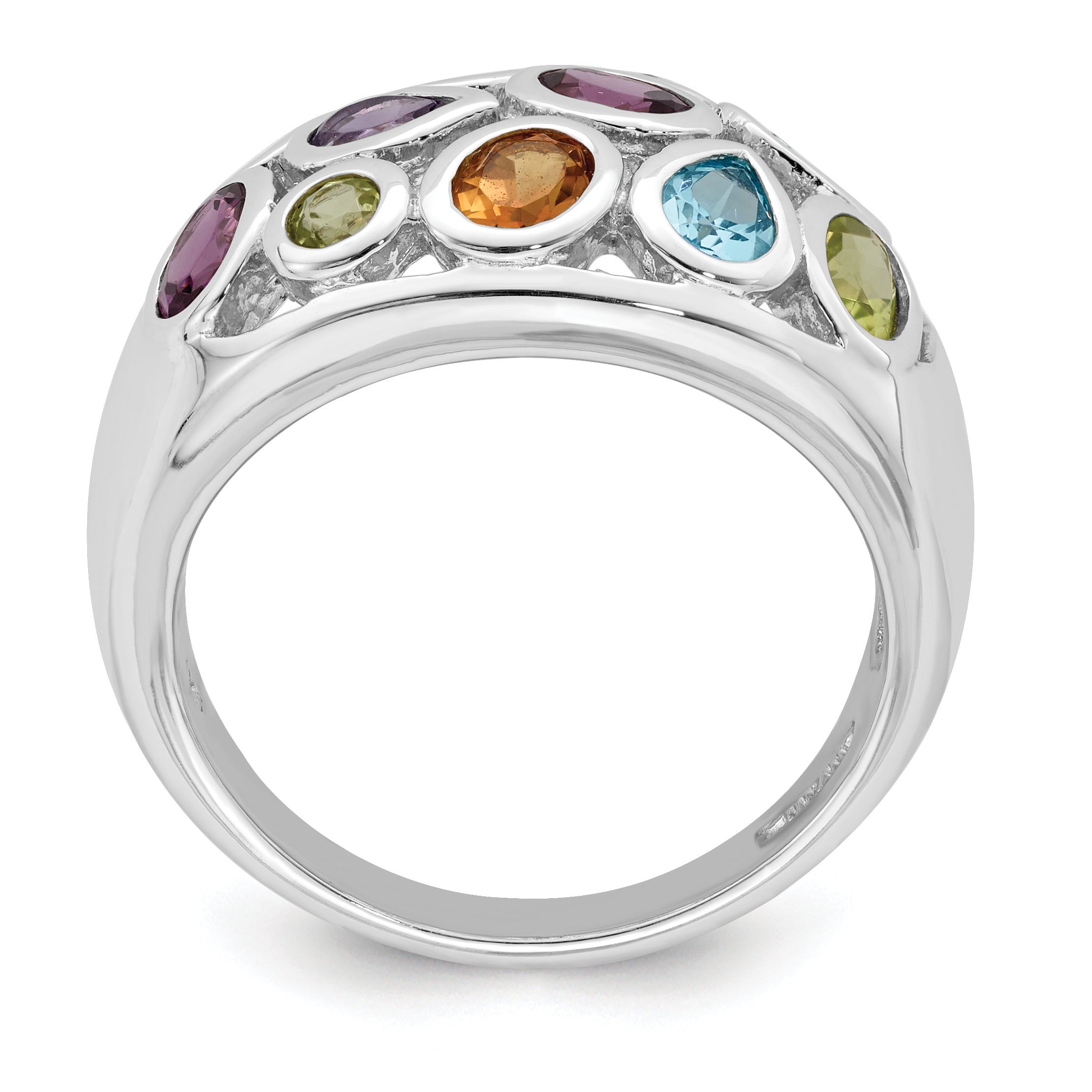 Sterlingsilber Rhodiniert Multi Edelstein Ring