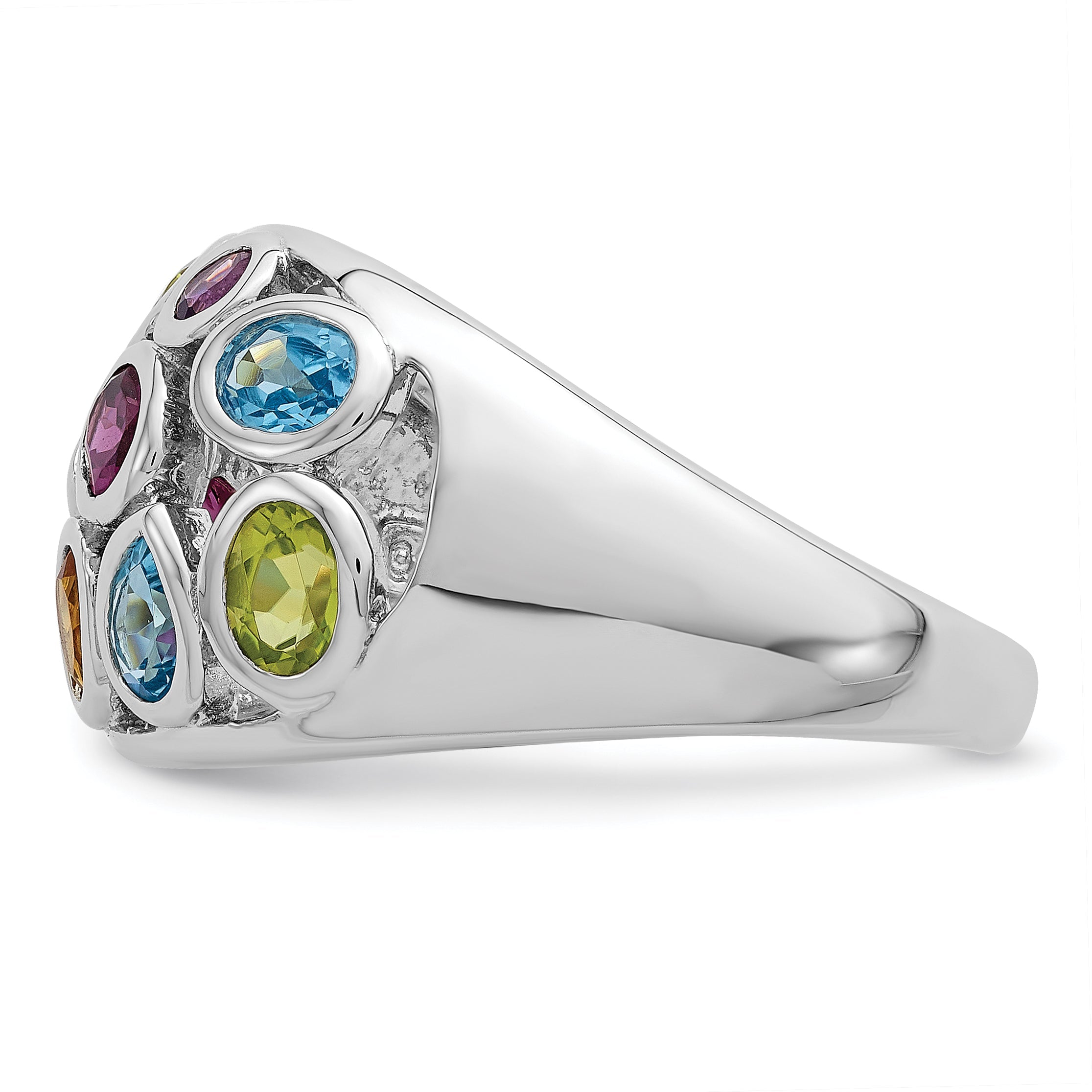 Sterlingsilber Rhodiniert Multi Edelstein Ring
