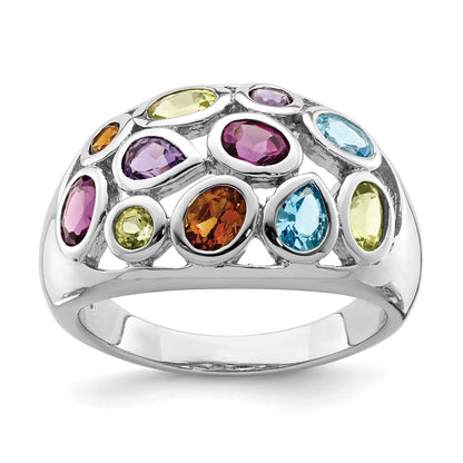 Sterlingsilber Rhodiniert Multi Edelstein Ring