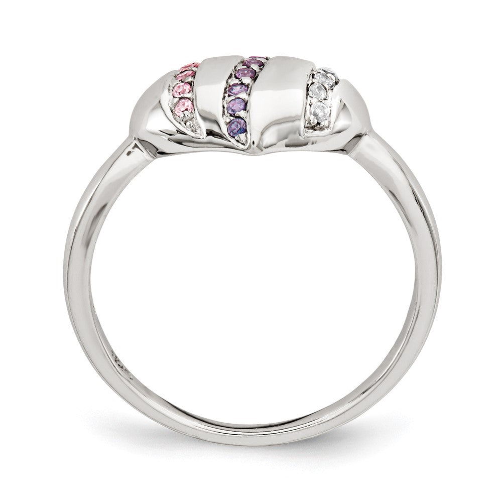 Sterlingsilber Lila, Rosa & Klar Zirkonia Herz Ring (size 7 Nur)