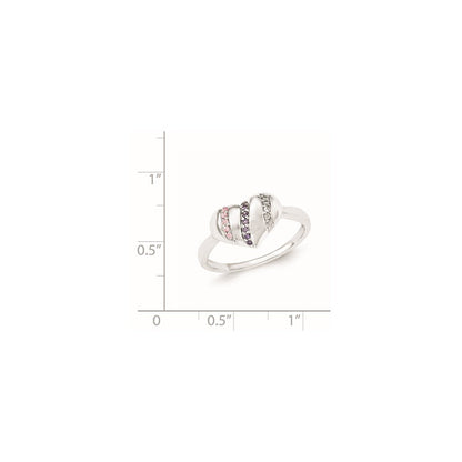 Sterlingsilber Lila, Rosa & Klar Zirkonia Herz Ring (size 7 Nur)