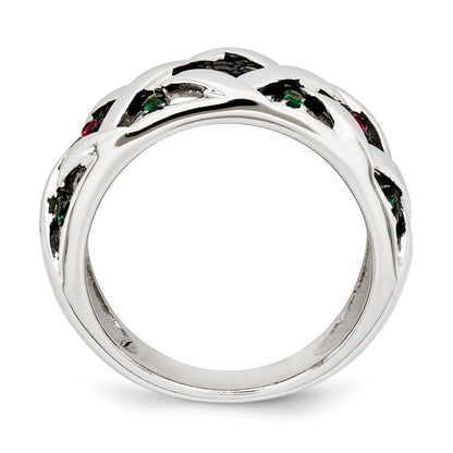 Sterlingsilber Synthetisch Rubin& Blau & Grün Spinell Ring
