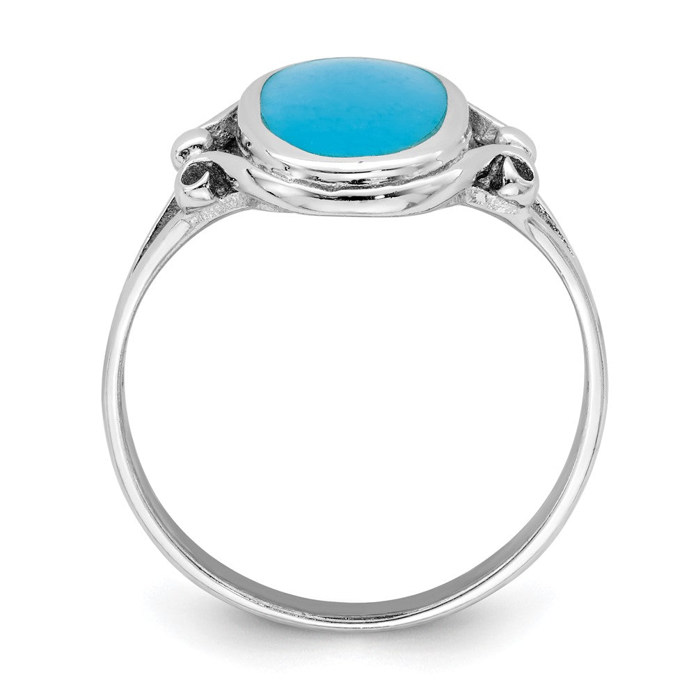 Sterlingsilber Rhodiniert Poliert Synthetisch Türkis Ring