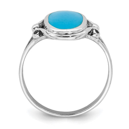 Sterlingsilber Rhodiniert Poliert Synthetisch Türkis Ring