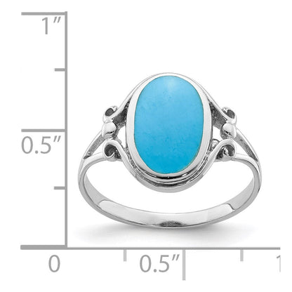 Sterlingsilber Rhodiniert Poliert Synthetisch Türkis Ring