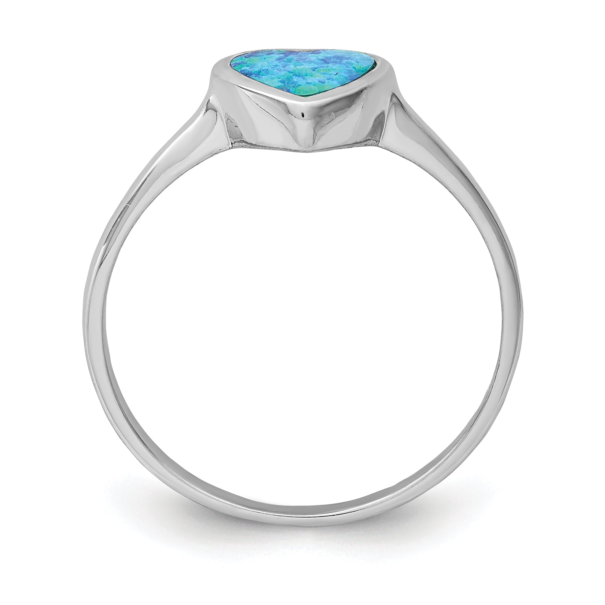 Sterlingsilber Rhodiniert Poliert Herz Synthetisch Opal Ring